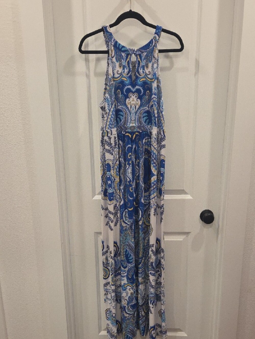 INC International Concepts Blue and Yellow Paisley Halter Maxi Dress - Picture 4 of 4